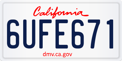 CA license plate 6UFE671