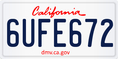 CA license plate 6UFE672