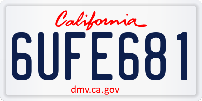 CA license plate 6UFE681