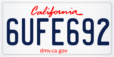 CA license plate 6UFE692