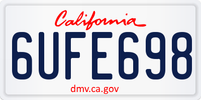 CA license plate 6UFE698