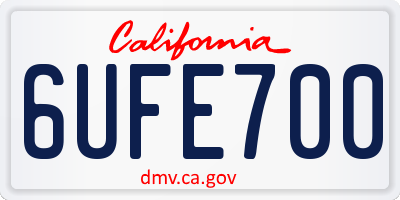 CA license plate 6UFE700