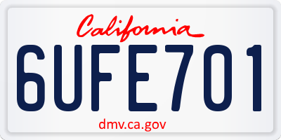 CA license plate 6UFE701