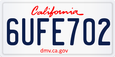 CA license plate 6UFE702
