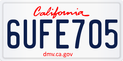 CA license plate 6UFE705