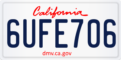 CA license plate 6UFE706