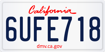 CA license plate 6UFE718