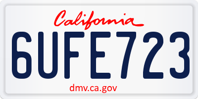 CA license plate 6UFE723