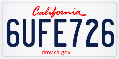 CA license plate 6UFE726
