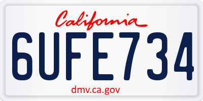 CA license plate 6UFE734