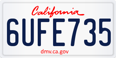 CA license plate 6UFE735