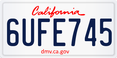 CA license plate 6UFE745
