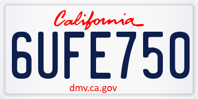 CA license plate 6UFE750