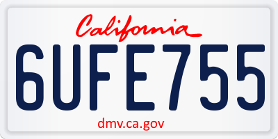 CA license plate 6UFE755