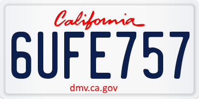 CA license plate 6UFE757