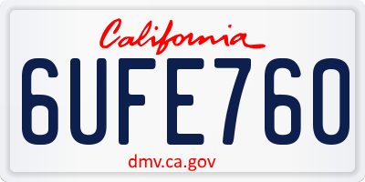 CA license plate 6UFE760