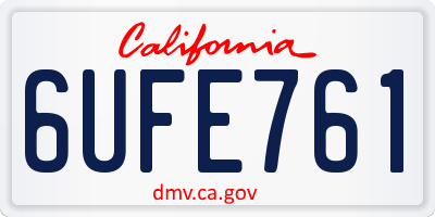 CA license plate 6UFE761