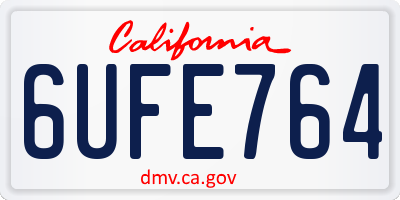 CA license plate 6UFE764