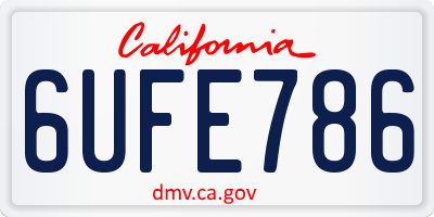 CA license plate 6UFE786