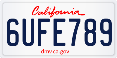 CA license plate 6UFE789