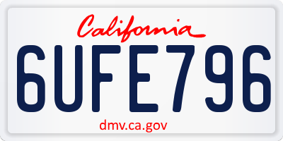 CA license plate 6UFE796