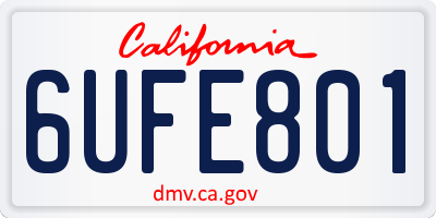 CA license plate 6UFE801