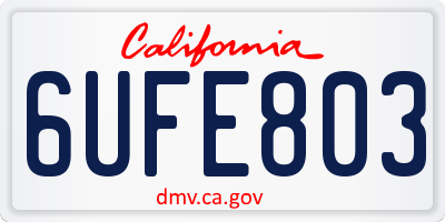 CA license plate 6UFE803