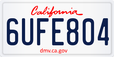CA license plate 6UFE804