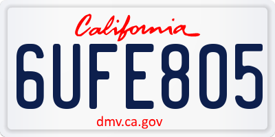 CA license plate 6UFE805