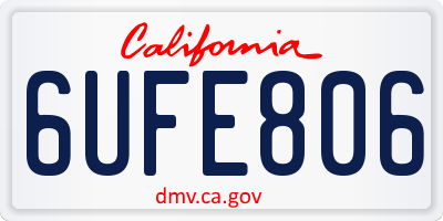CA license plate 6UFE806