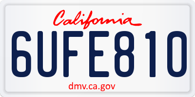 CA license plate 6UFE810