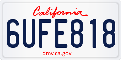 CA license plate 6UFE818