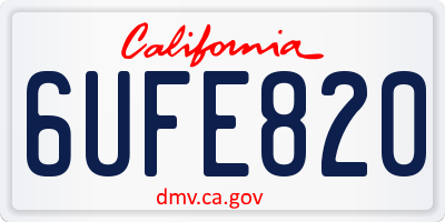 CA license plate 6UFE820