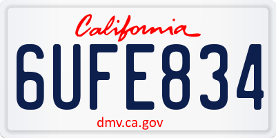 CA license plate 6UFE834