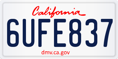 CA license plate 6UFE837
