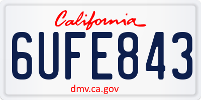 CA license plate 6UFE843