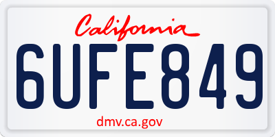 CA license plate 6UFE849