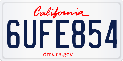 CA license plate 6UFE854