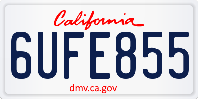 CA license plate 6UFE855