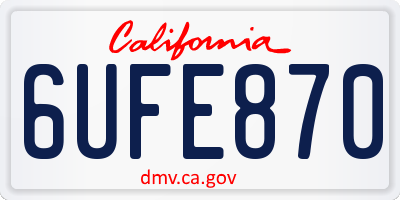 CA license plate 6UFE870