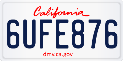 CA license plate 6UFE876
