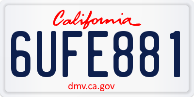 CA license plate 6UFE881