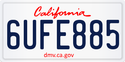 CA license plate 6UFE885