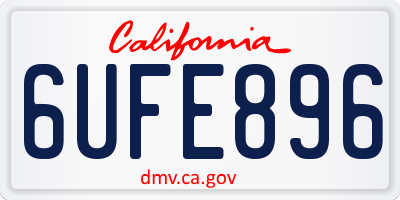 CA license plate 6UFE896