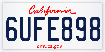 CA license plate 6UFE898