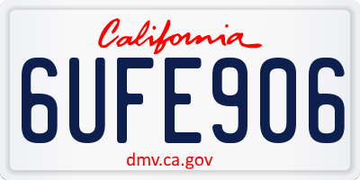CA license plate 6UFE906