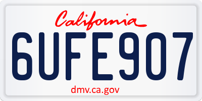 CA license plate 6UFE907