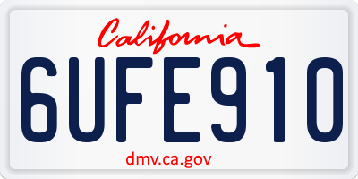 CA license plate 6UFE910