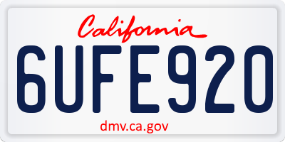 CA license plate 6UFE920