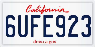 CA license plate 6UFE923